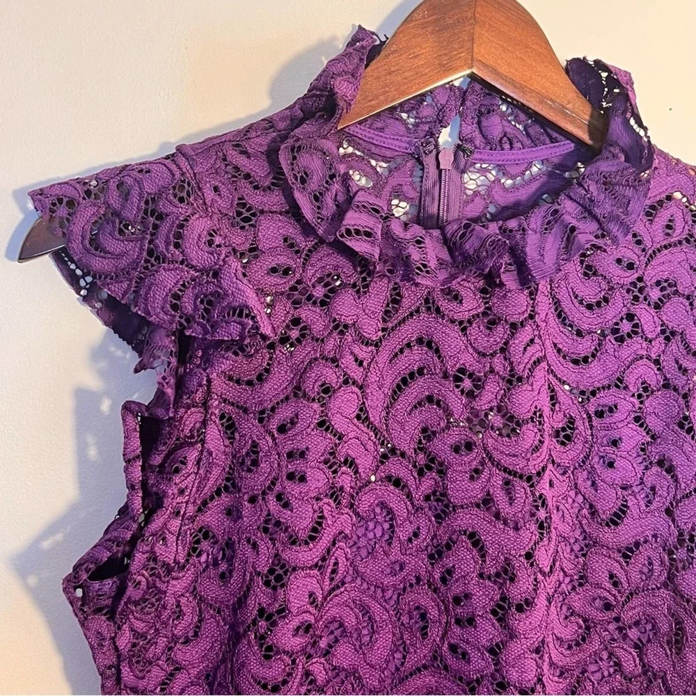 NWT ALEXIA ADMOR Purple Lace Dress Cap Sleeve Above Knee Party Cocktail Women's - Picture 9 of 11